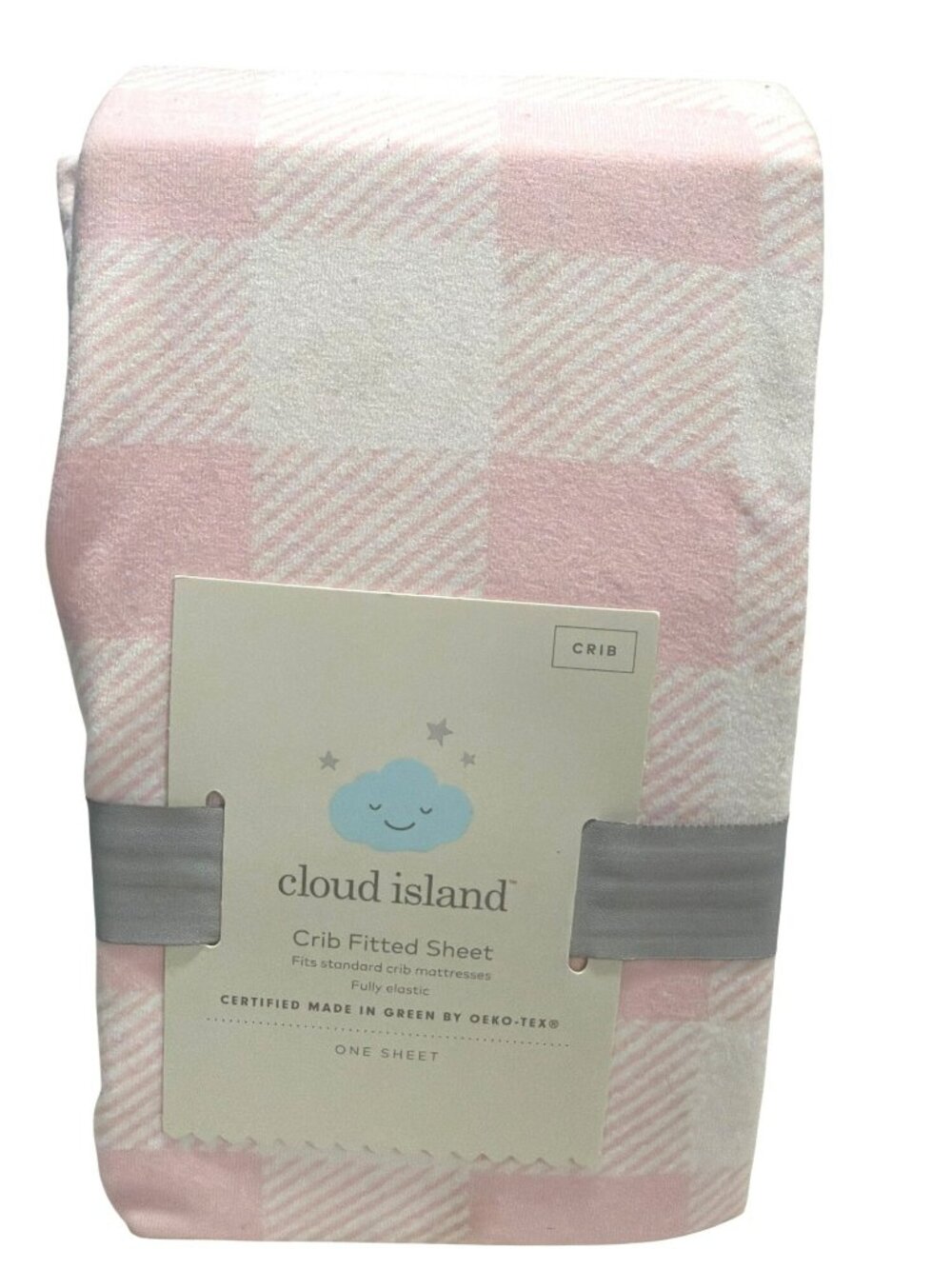 Cloud Island Crib Fitted Sheet Pink Gingham OEKO-TEX Certified 28x52 New